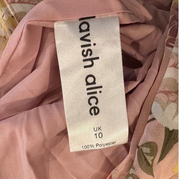 LAVISH ALICE Floral Long Sleeve Open Back Chiffon Minidress Size US/6 - Picture 8 of 10